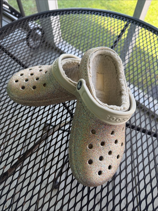 CROCS Shoes - Women’s CROCS Glitter Lined Clog - Multicolor Sparkle with Cream Trim